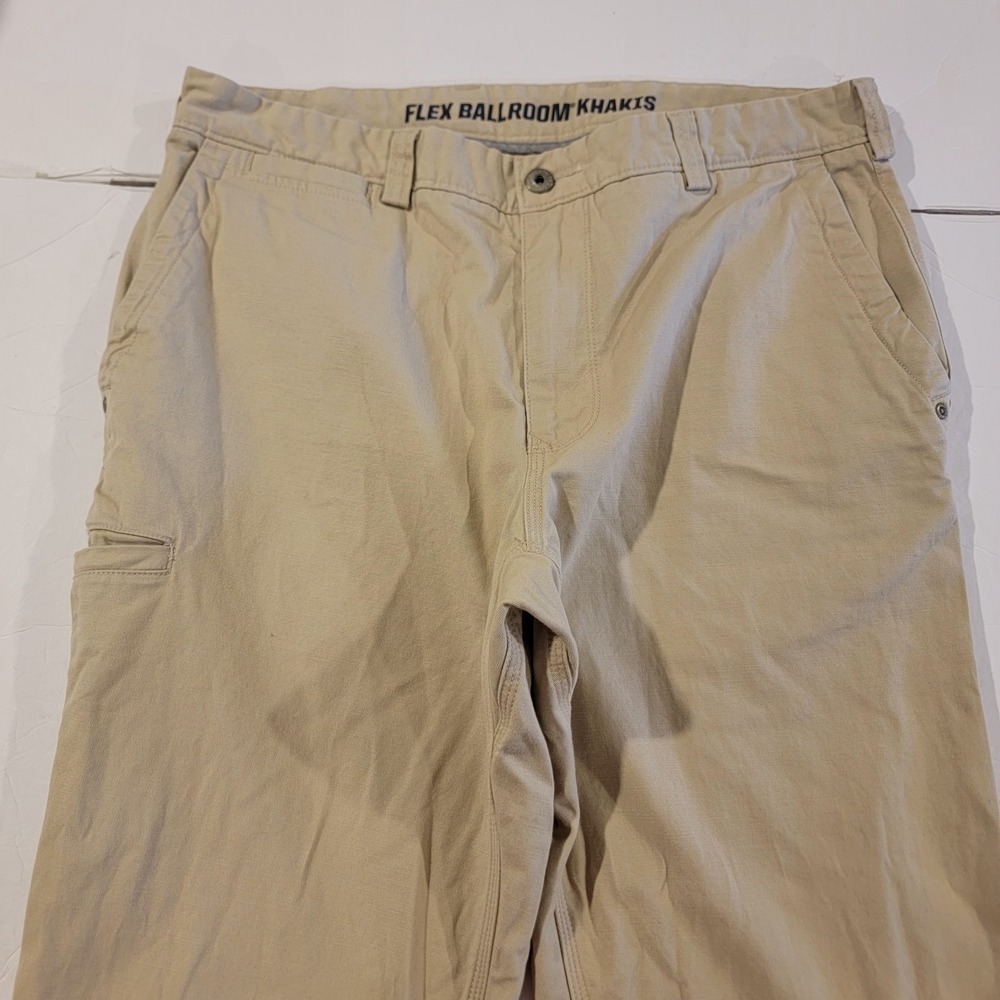 Duluth Flex Ballroom Khakis Pants Mens 34x34 Beige Straight Leg Standard Fit